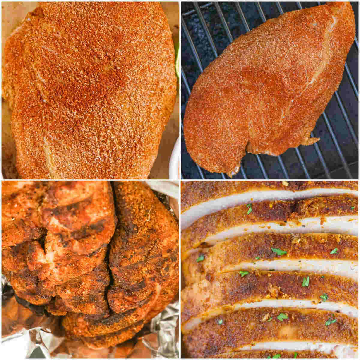 How to smoke a turkey breast with step by step images.