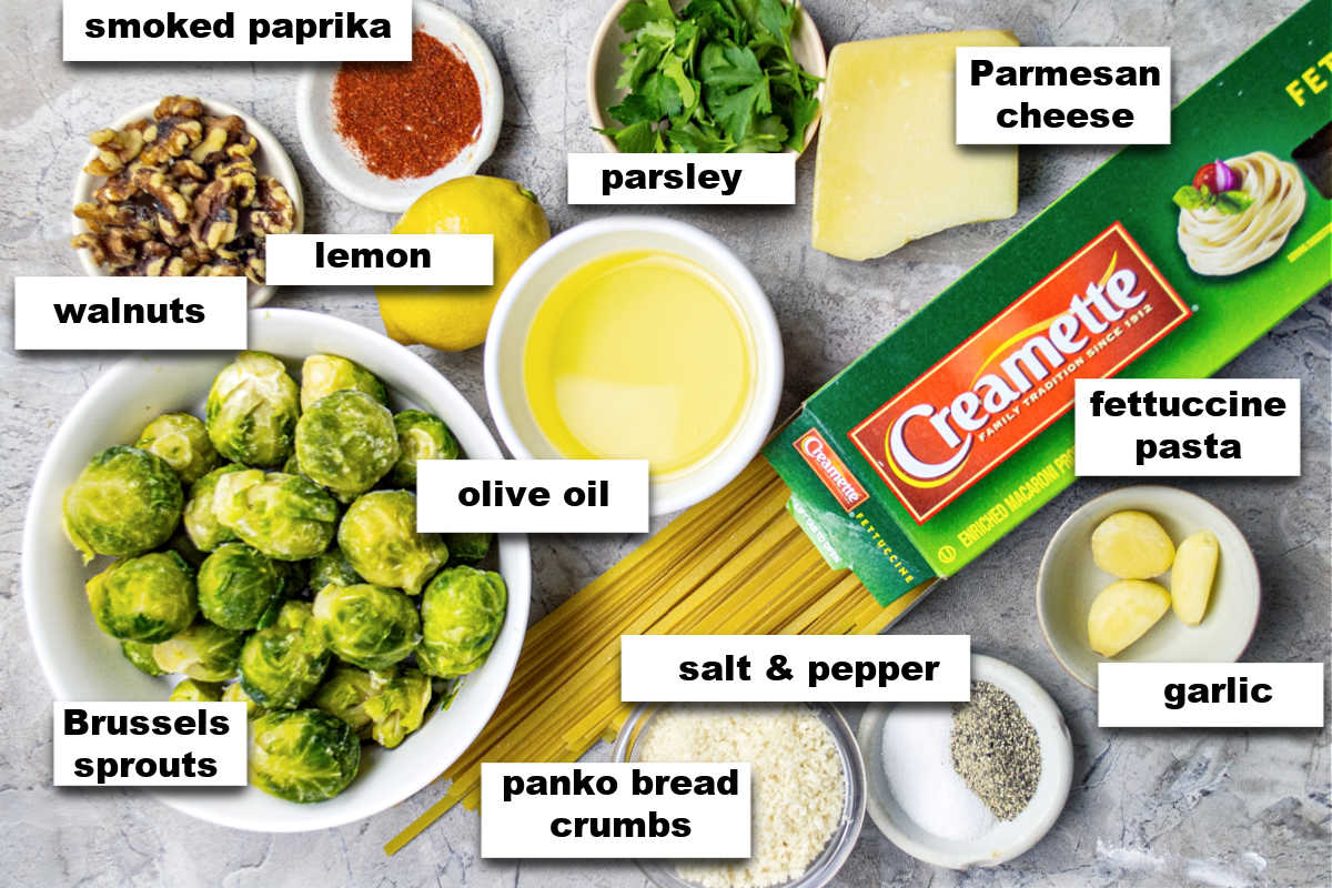 Brussel Sprouts Pasta ingredients.