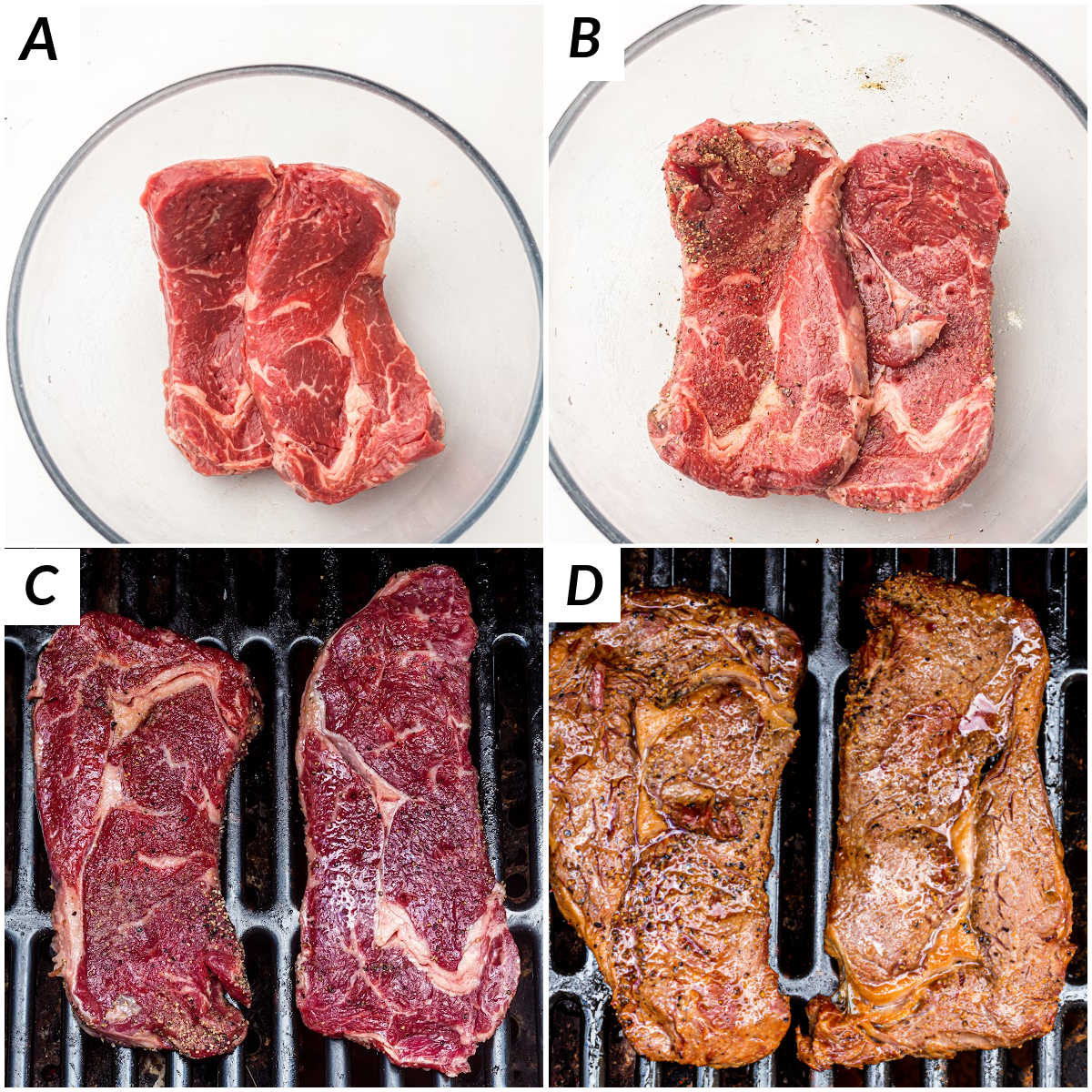 Collage pour préparer le steak de ribeye fumé