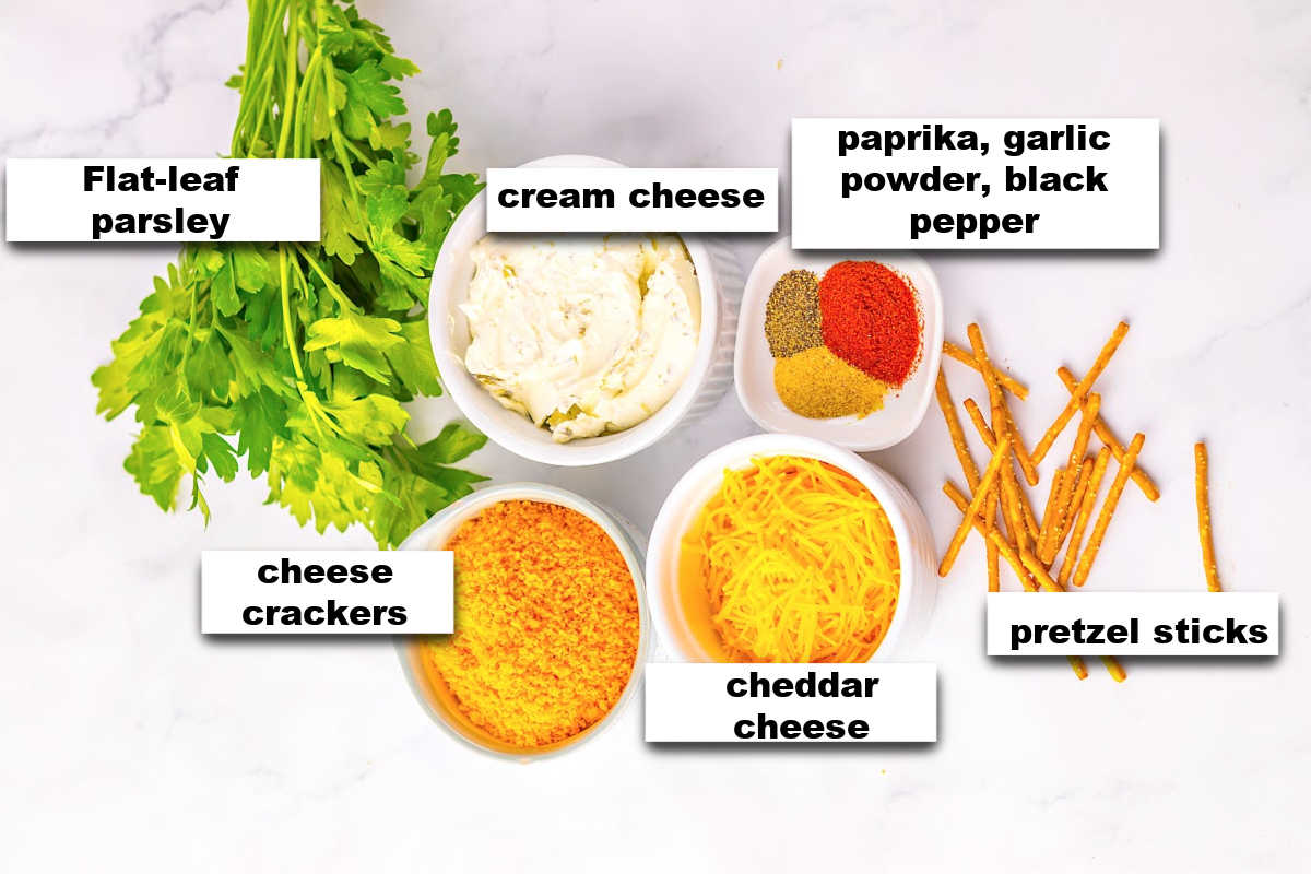 Mini Pumpkin Cheese Balls ingredients.