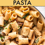 close up of pasta in a dutch oven