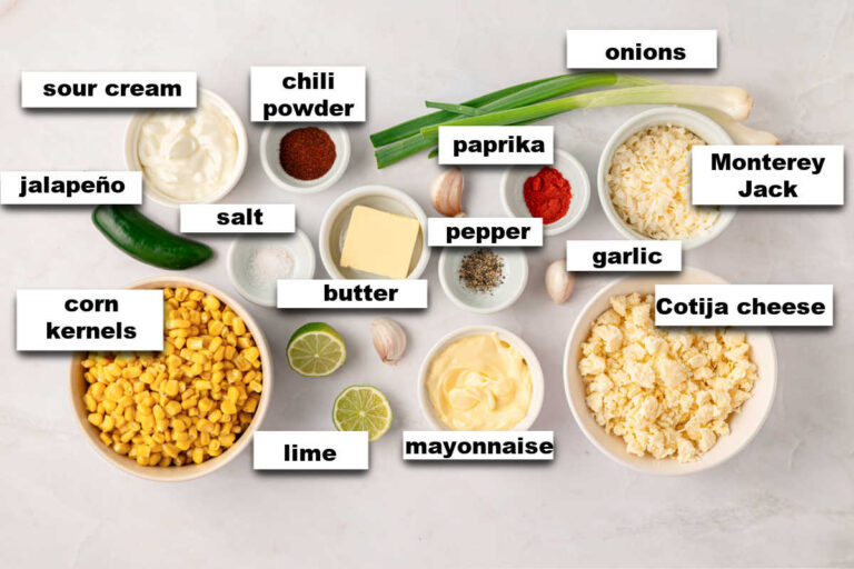 Ingredients for Mexican street corn dip.
