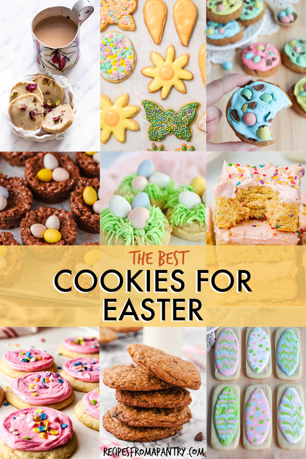 A collage of images of Easter cookies