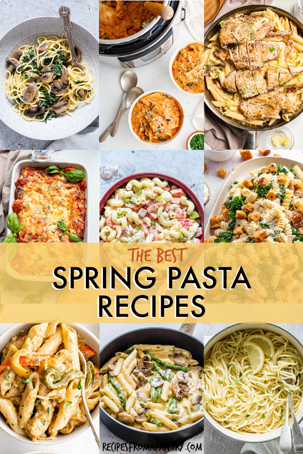 A collage of images of pasta dishes