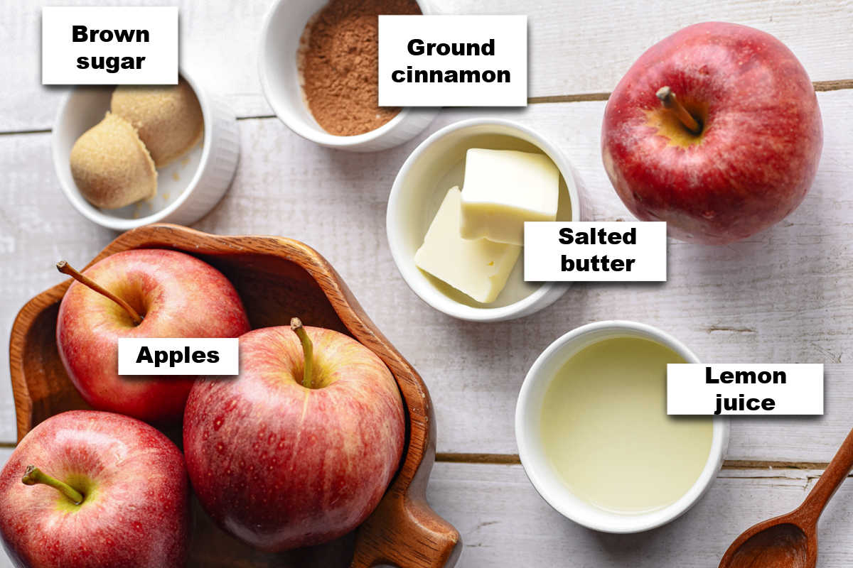 Fried Apples recipe ingredients.