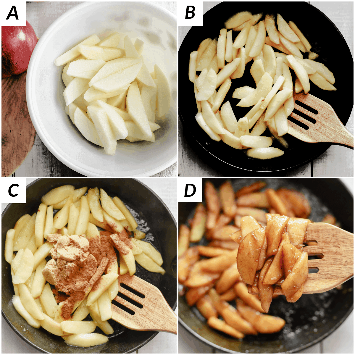 Fried apples recipe step by step. 